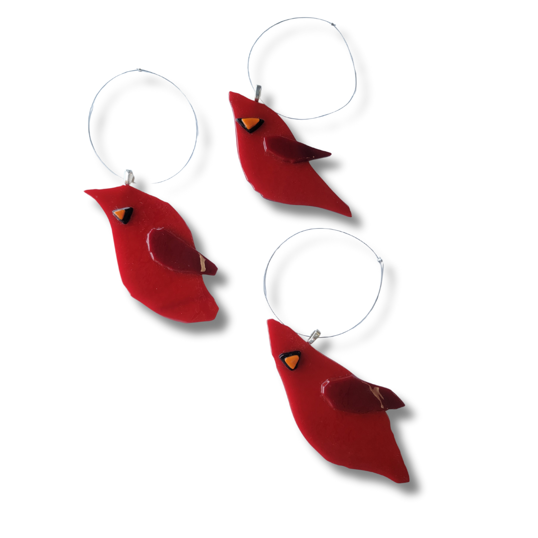 Fused Glass Cardinal Ornaments