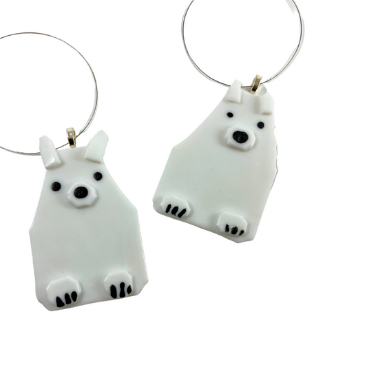 Fused Glass Polar Bear Ornaments