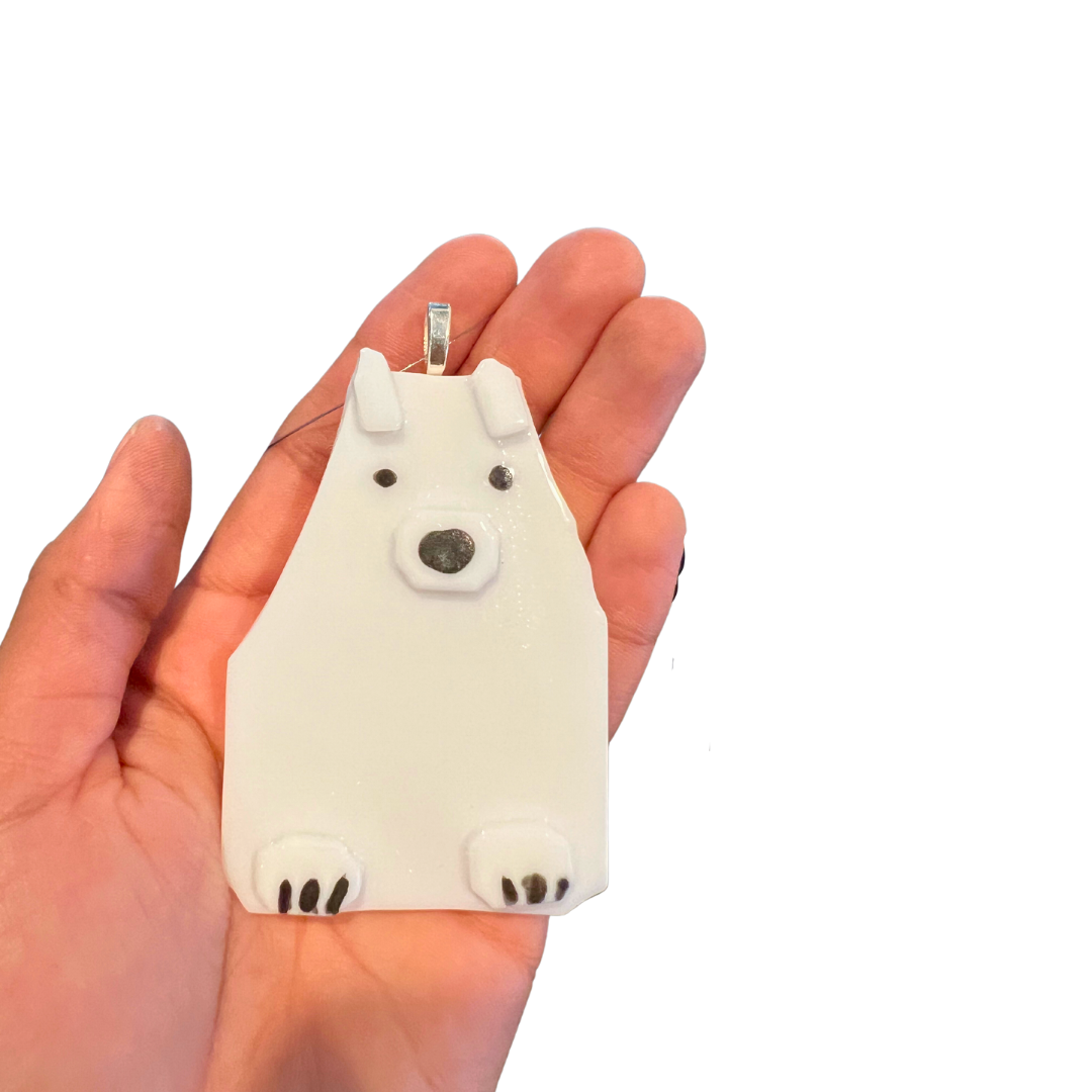 Fused Glass Polar Bear Ornaments