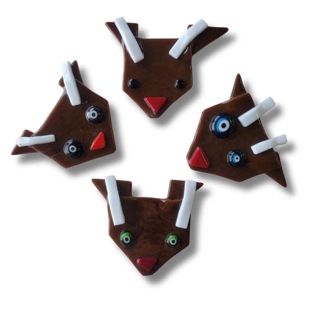 Fused Glass Reindeer Magnets