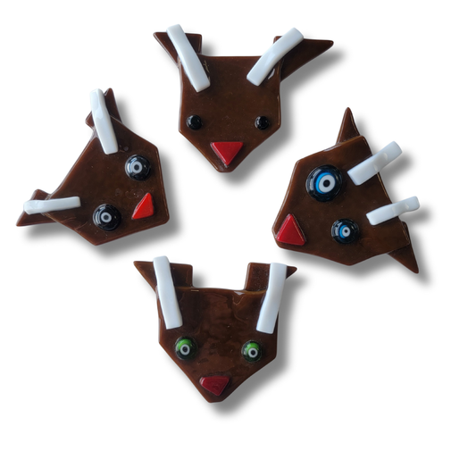 Fused Glass Reindeer Magnets