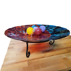 Fused Glass Bowl on Metal Base